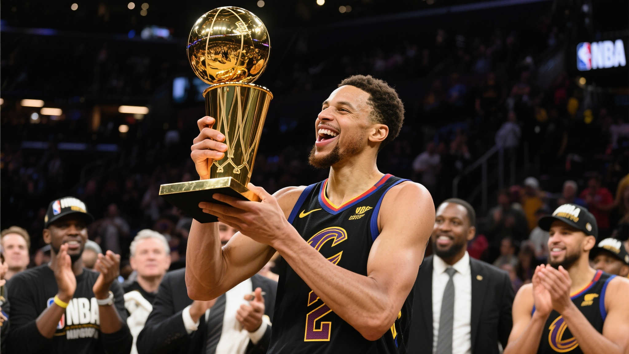 荣耀时刻!NBA官方展现杰威捧起总冠军奖杯的喜悦瞬间 在全世界篮球迷心中,总冠军奖杯代表着无与伦比的荣耀
